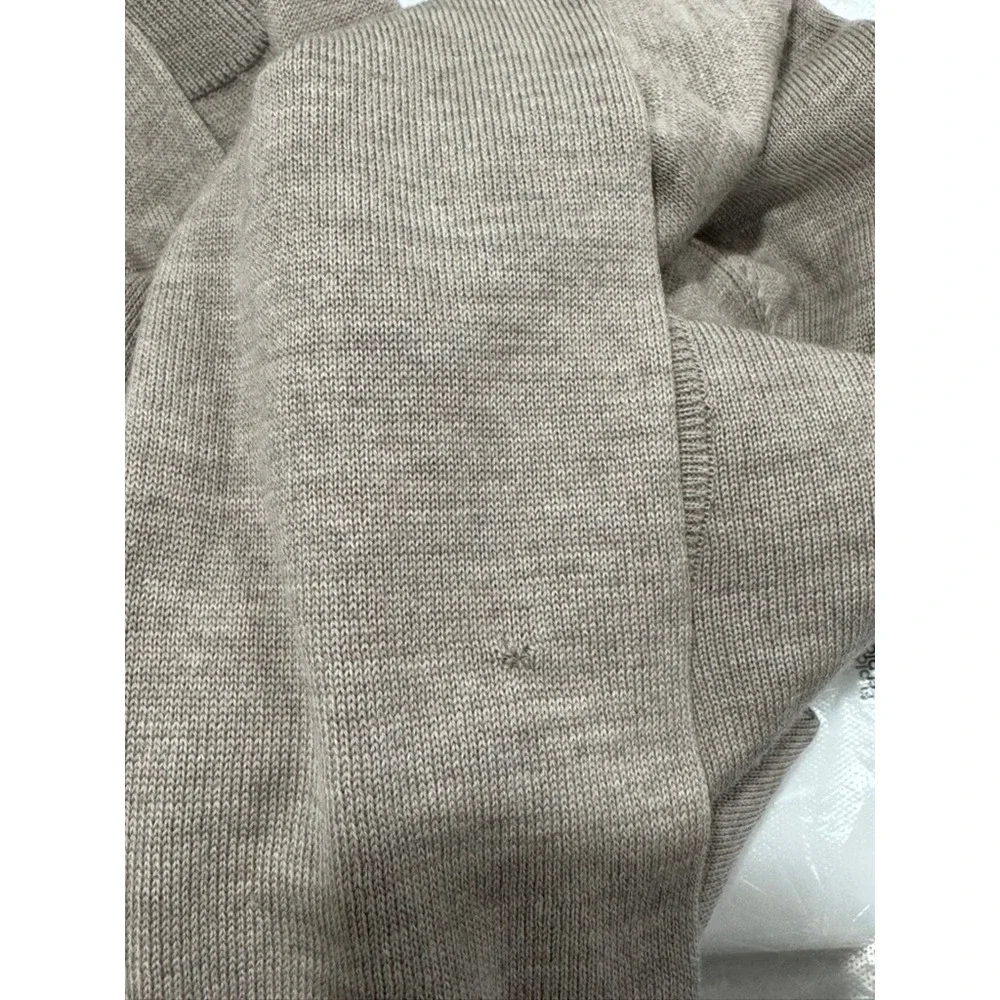 Maison Kitsune Fox Head Patch Wool Crewneck Sweater Taupe Beige Mens L